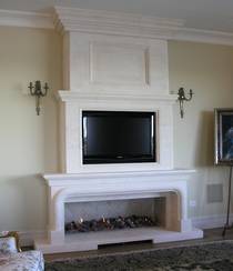 Louis XIV style fire surround with 2 step Tumeau Overmantle