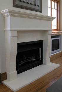 Moderately sized French Provincial designed fireplace, hand carved in Oamaru Limestone