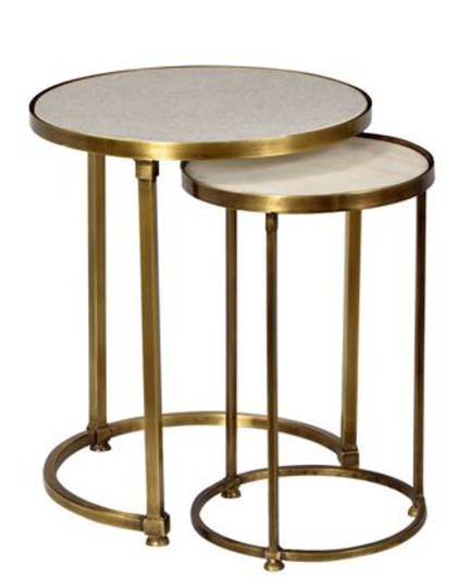 French Country - Round Gold Nesting Tables - Set of 2