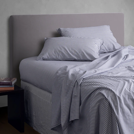 Seneca - Classic Ticking Sheet Sets Black - and European Pillowcases