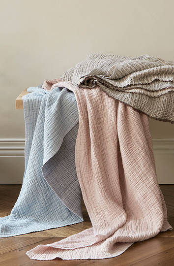 Baksana - Divine Cotton Throw - Blue/Grey