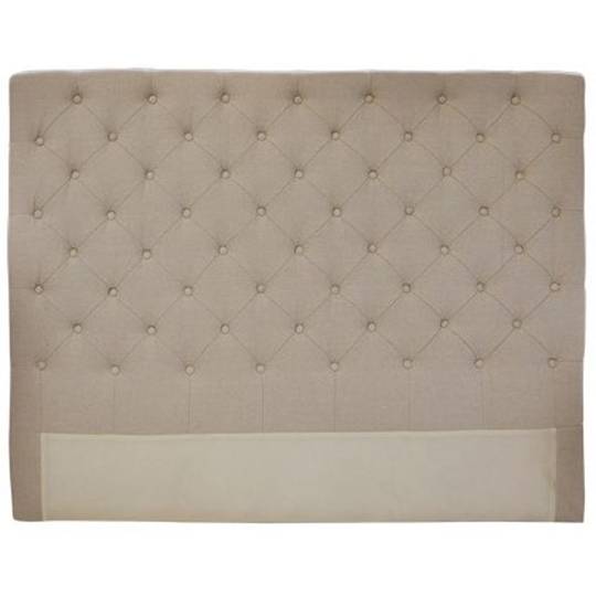 French Country - Button Bed Head - Natural Linen - King