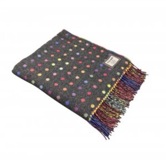 Importico - Foxford - Lambswool Throws - Spot Grey - Multi