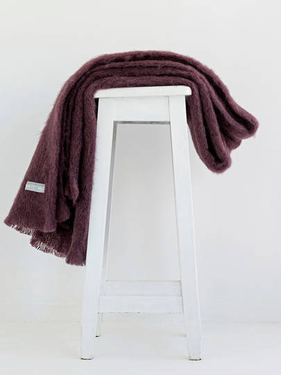 New Zealand Made - Mohair - Windermere - Blanket Throw / Knee Rug - Mulberry