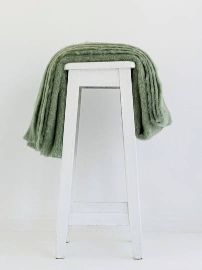 New Zealand Made - Mohair - Windermere - Blanket Throw / Knee Rug - Olive