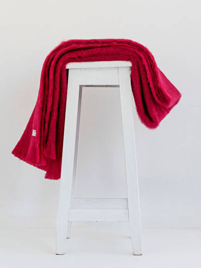 New Zealand Made - Mohair - Windermere - Blanket Throw / Knee Rug - Ruby