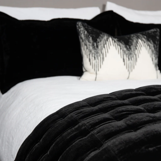 Seneca - Pin Velvet Comforter and Coverlets  - Black