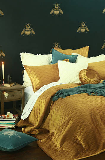 MM Linen - Aurum Quilted Bedspread Set - Gold