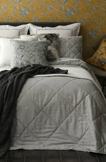 MM Linen - Bijou Quilted Bedspread Set - Silver