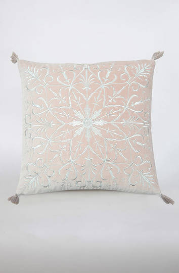 MM Linen - Constantine Embroidered Velvet Cushion - Rosewood
