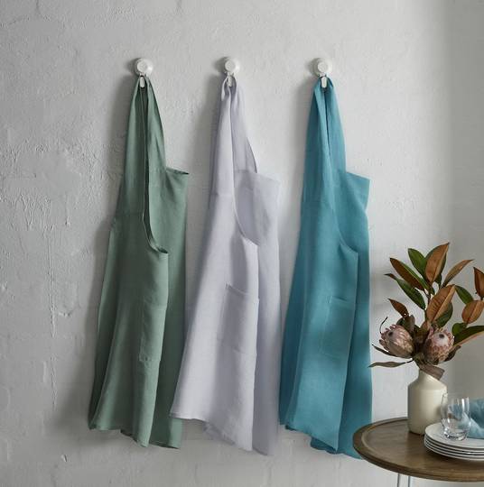 Baksana - Baltic Linen Aprons - Sage, Ash, Blue