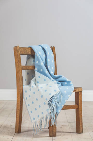 Importico - Foxford Lambswool Throw - Blue Spot Baby Throw