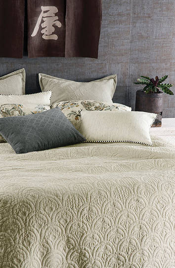 Bianca Lorenne - Etsu Oatmeal Bedspread - Pillowcase and Eurocase Sold Separately