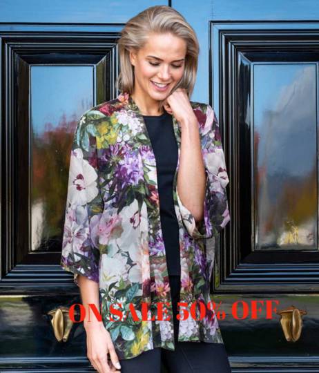 MM Linen - Short Kimono - Fiori - ON SALE