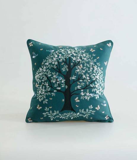 MM Linen - Flourish Cushion - Green