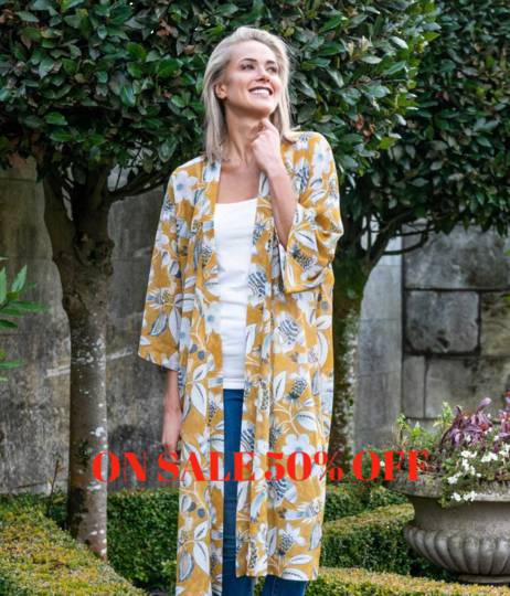 MM Linen - Long Kimono - Lark - ON SALE