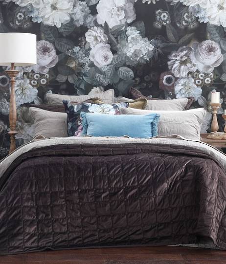 MM Linen - Meeka - Quilted Comforter Set - Large / Eurocase Set - Coffee