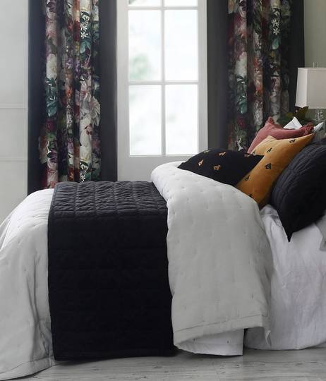 MM Linen - Meeka - Quilted Comforter Set - Large / Eurocase Set - Ebony