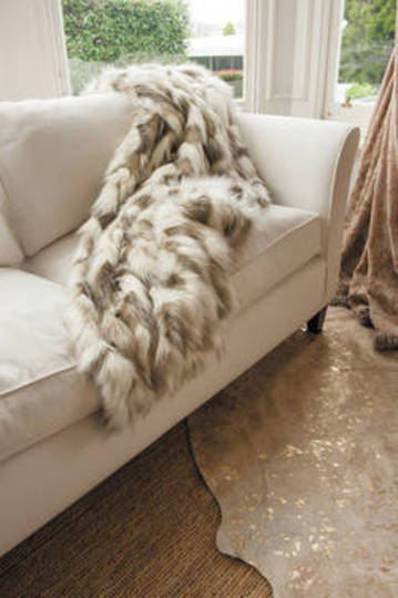 Heirloom Exotic Faux Fur - Cushion / Throw- Snowshoe Hare