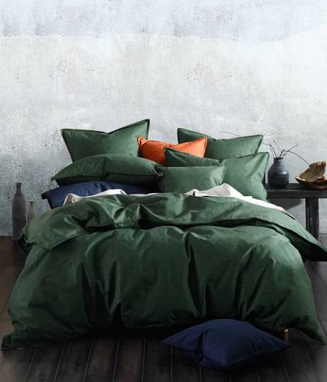 MM Linen - Stitch Duvet Set - Cypress - Super King - ON SALE