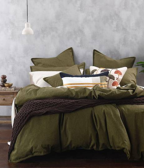 MM Linen - Stitch - Duvet Set/Eurocase Set - Olive
