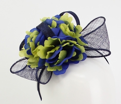 NAVY AND CHARTREUSE FASCINATOR