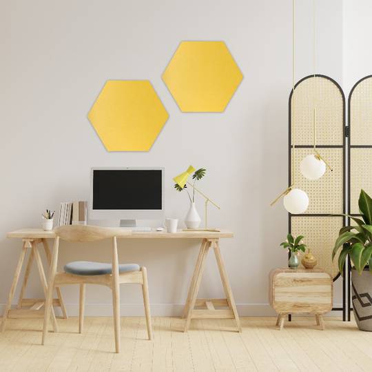 HEXAGON POLYESTER PINBOARD | 600x520mm | Canary | 1 pc