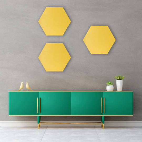 HEXAGON POLYESTER PINBOARD | 600x520mm | Canary | 1 pc