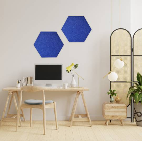 HEXAGON POLYESTER PINBOARD | 600x520mm | Ocean | 1pc