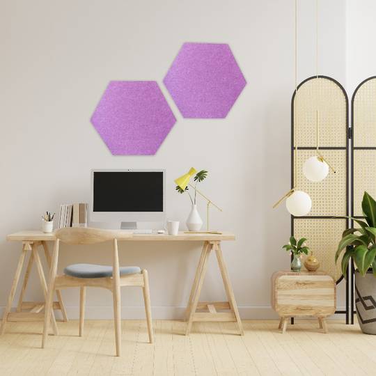 HEXAGON POLYESTER PINBOARD | 600x520mm | Purple | 1pc