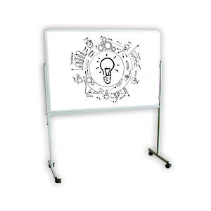 PORCELAIN WHITEBOARD + FIXED MOBILE STAND | Double Sided