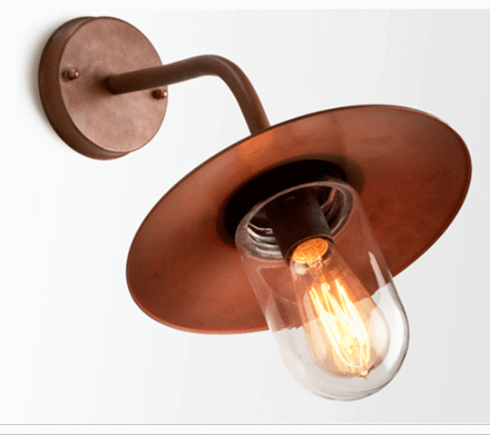 Aged Solid Copper Marine Style Wall Light
