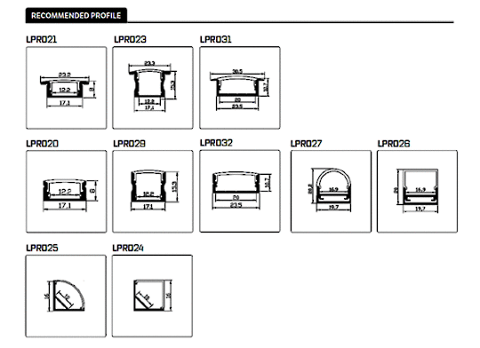 Profile for LT5, LT10 and LT15 LED Strip