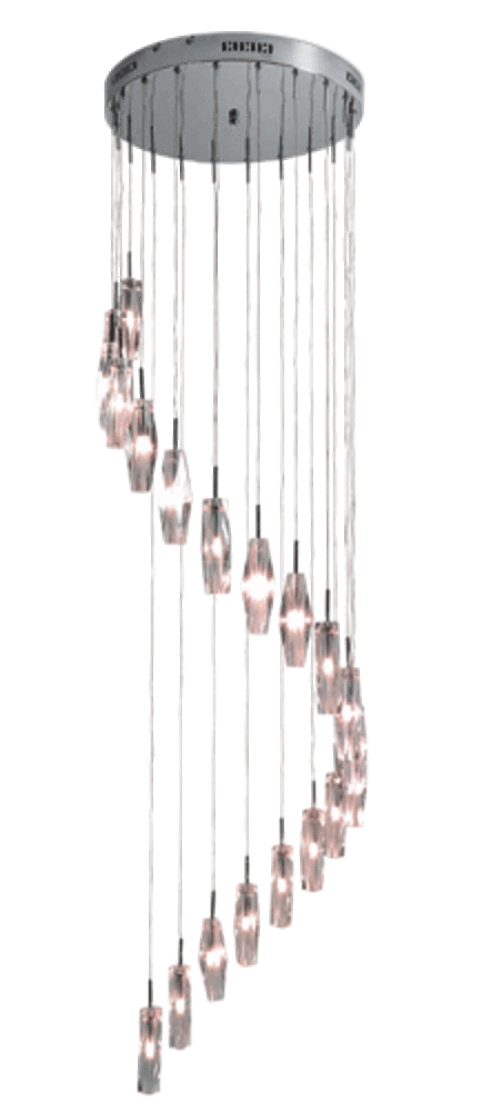 Glass and Chrome Spiral Pendants