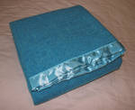 Pure Wool Blanket - Aqua Blue With Satin