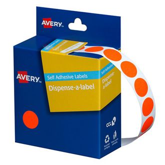 Avery DMC14FR 14mm Circle Fluoro Red Labels