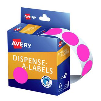 Avery DMC24FP 24mm Circle Fluoro Pink Labels