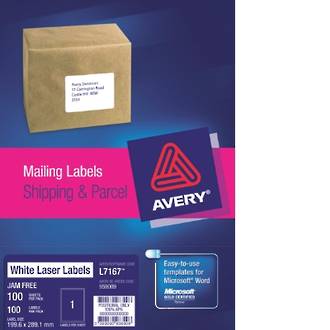 Avery L7167-100 True Block 1up 200X289mm