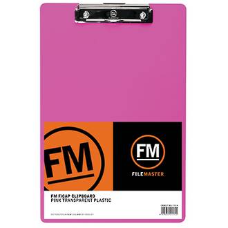 FM Clipboard Neon Pink Foolscap Transparent Plastic