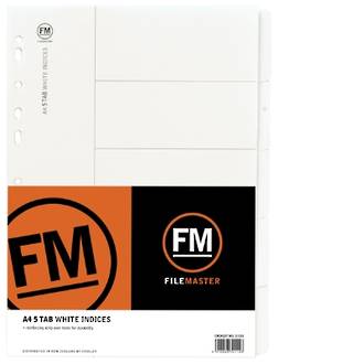FM Indices A4 5 Tab White Card