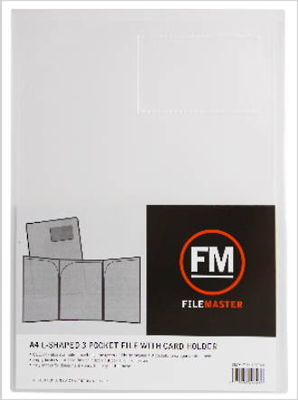 FM L Shaped 3 Pocket A4 Clear with Card Holder