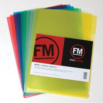 FM L Shaped Pocket A4 Assorted Pack 10