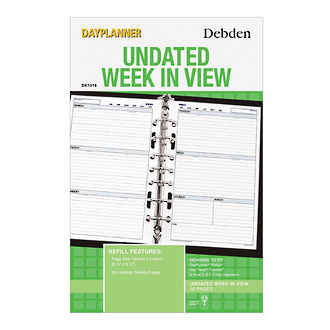 Debden DK1016 A5 Desk Dayplanner Refill Undated Week to View