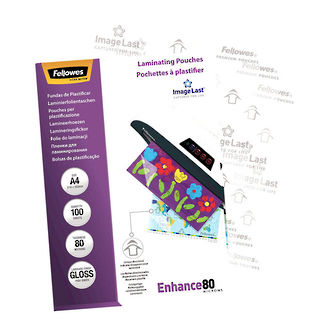 Fellowes Laminating Pouches A4 Gloss 80 Micron, Pack of 100