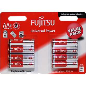Fujitsu Batteries AA Universal Alkaline 8 Pack
