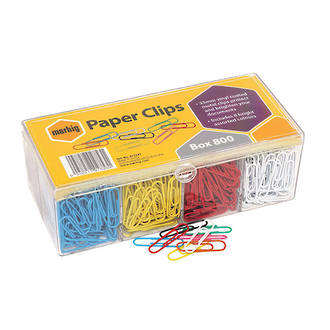 Marbig® Paper Clips 33mm Vinyl Coated 800 Coloured