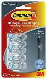 Command Clear Round Cord Clips Clear Strips 17017CLR