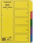 Warwick 15Z8 Subject Dividers A4 5 Tab Coloured Card