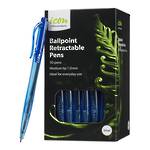 Icon Ballpoint Retractable Pen NO Grip Medium Blue Pack 50