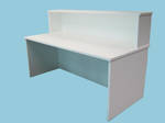 Standard Reception Desk with Hutch & Full Modesty 1800x800 725h 25mm White Pearl